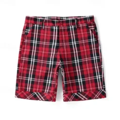 Men's Dress Shorts Work Shorts Pocket Plaid Comfort Breathable Knee Length Outdoor Business Fashion Casual Black Navy Blue