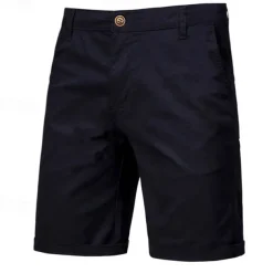 Men's Dress Shorts Work Shorts Golf Shorts Pocket Plain Comfort Breathable Knee Length Outdoor Business Sports Casual Black White