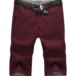 Men's Dress Shorts Work Shorts Golf Shorts Pocket Plain Comfort Breathable Knee Length Outdoor Business Sports Casual Black Wine