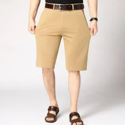 Men's Dress Shorts Work Shorts Casual Shorts Golf Shorts High Cut Solid Color Wrinkle Resistant Knee Length Casual Shorts Black Sky Blue High Waist Stretchy