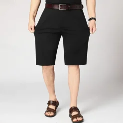 Men's Dress Shorts Work Shorts Casual Shorts Golf Shorts High Cut Solid Color Wrinkle Resistant Knee Length Casual Shorts Black Sky Blue High Waist Stretchy