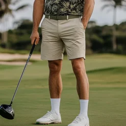 Men's Dress Shorts Work Shorts Casual Shorts Golf Shorts Pocket Straight Leg Solid Colored Comfort Wearable Knee Length Outdoor Daily Streetwear Stylish Black Brown