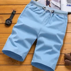 Men's Dress Shorts Work Shorts Drawstring Elastic Waist Multi Pocket Plain Comfort Wearable Knee Length Outdoor Sport Daily Fashion Casual Black Navy Blue