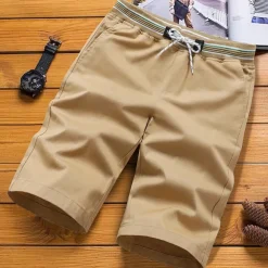 Men's Dress Shorts Work Shorts Drawstring Elastic Waist Multi Pocket Plain Comfort Wearable Knee Length Outdoor Sport Daily Fashion Casual Black Navy Blue