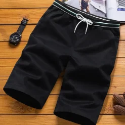 Men's Dress Shorts Work Shorts Drawstring Elastic Waist Multi Pocket Plain Comfort Wearable Knee Length Outdoor Sport Daily Fashion Casual Black Navy Blue