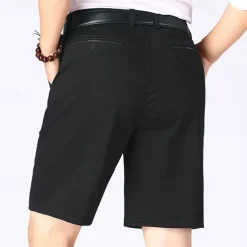 Men's Dress Shorts Work Shorts Golf Shorts Solid Color Wrinkle Resistant Knee Length Shorts ArmyGreen Black High Waist Inelastic