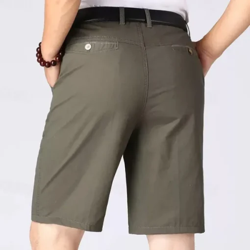 Men's Dress Shorts Work Shorts Golf Shorts Solid Color Wrinkle Resistant Knee Length Shorts ArmyGreen Black High Waist Inelastic