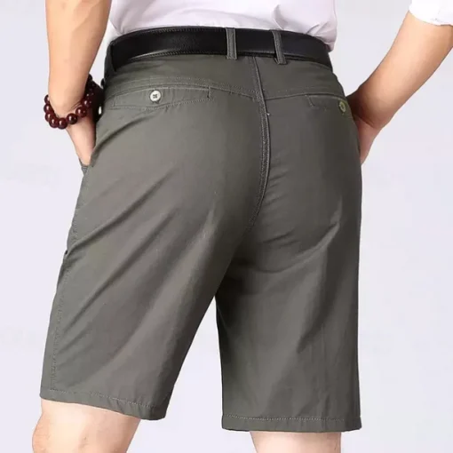 Men's Dress Shorts Work Shorts Golf Shorts Solid Color Wrinkle Resistant Knee Length Shorts ArmyGreen Black High Waist Inelastic