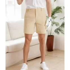 Men's Dress Shorts Work Shorts Golf Shorts Pocket Plain Comfort Breathable Knee Length Outdoor Business Sports Casual Blue Khaki