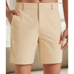 Men's Dress Shorts Work Shorts Golf Shorts Pocket Plain Comfort Breathable Knee Length Outdoor Business Sports Casual Blue Khaki