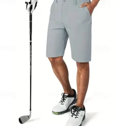 Men's Dress Shorts Work Shorts Golf Shorts Zipper Pocket Plain Breathable Soft Casual Weekend Fashion Streetwear Black Light Grey Micro-elastic