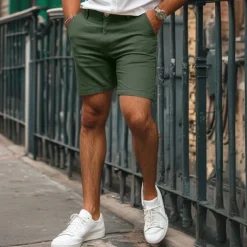 Men's Dress Shorts Work Shorts Casual Shorts Golf Shorts Pocket Straight Leg Solid Colored Comfort Wearable Knee Length Outdoor Daily Streetwear Stylish Black Brown