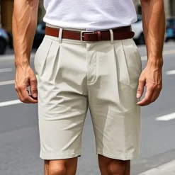 Men's Dress Shorts Work Shorts Golf Shorts Pocket Plain Comfort Breathable Knee Length Outdoor Business Sports Casual Black Khaki