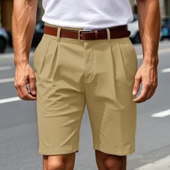 Men's Dress Shorts Work Shorts Golf Shorts Pocket Plain Comfort Breathable Knee Length Outdoor Business Sports Casual Black Khaki