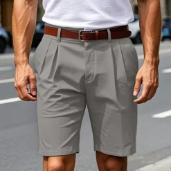 Men's Dress Shorts Work Shorts Golf Shorts Pocket Plain Comfort Breathable Knee Length Outdoor Business Sports Casual Black Khaki