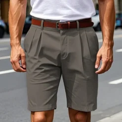 Men's Dress Shorts Work Shorts Golf Shorts Pocket Plain Comfort Breathable Knee Length Outdoor Business Sports Casual Black Khaki