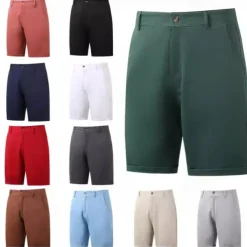 Men's Dress Shorts Work Shorts Golf Shorts Pocket Plain Comfort Breathable Knee Length Outdoor Business Sports Casual Black White