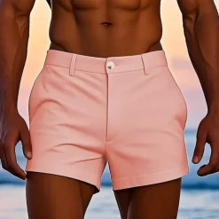 Men's Dress Shorts Work Shorts Golf Shorts Pocket Plain Comfort Breathable Short Outdoor Business Sports Casual White Yellow