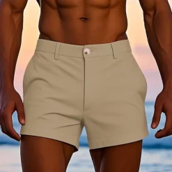 Men's Dress Shorts Work Shorts Golf Shorts Pocket Plain Comfort Breathable Short Outdoor Business Sports Casual White Yellow