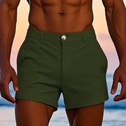 Men's Dress Shorts Work Shorts Golf Shorts Pocket Plain Comfort Breathable Short Outdoor Business Sports Casual White Yellow