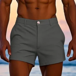 Men's Dress Shorts Work Shorts Golf Shorts Pocket Plain Comfort Breathable Short Outdoor Business Sports Casual White Yellow