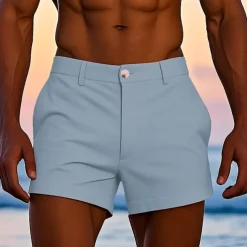 Men's Dress Shorts Work Shorts Golf Shorts Pocket Plain Comfort Breathable Short Outdoor Business Sports Casual White Yellow