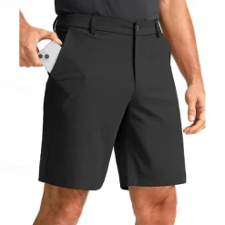Men's Dress Shorts Work Shorts Golf Shorts Pocket Plain Comfort Breathable Knee Length Outdoor Business Sports Casual Black White