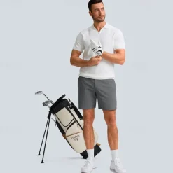 Men's Dress Shorts Work Shorts Golf Shorts Pocket Plain Comfort Breathable Knee Length Outdoor Business Sports Casual Black White