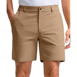 Men's Dress Shorts Work Shorts Golf Shorts Pocket Plain Comfort Breathable Knee Length Outdoor Business Sports Casual Black White