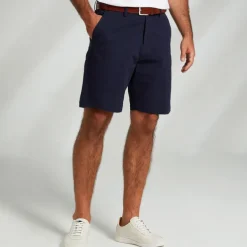 Men's Dress Shorts Zipper Pocket Solid Color Breathable Knee Length Formal Office Chic & Modern Formal White Navy Blue Micro-elastic