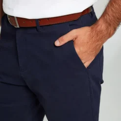 Men's Dress Shorts Zipper Pocket Solid Color Breathable Knee Length Formal Office Chic & Modern Formal White Navy Blue Micro-elastic