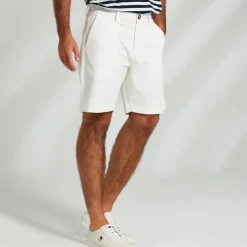 Men's Dress Shorts Zipper Pocket Solid Color Breathable Knee Length Formal Office Chic & Modern Formal White Navy Blue Micro-elastic