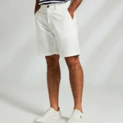 Men's Dress Shorts Zipper Pocket Solid Color Breathable Knee Length Formal Office Chic & Modern Formal White Navy Blue Micro-elastic