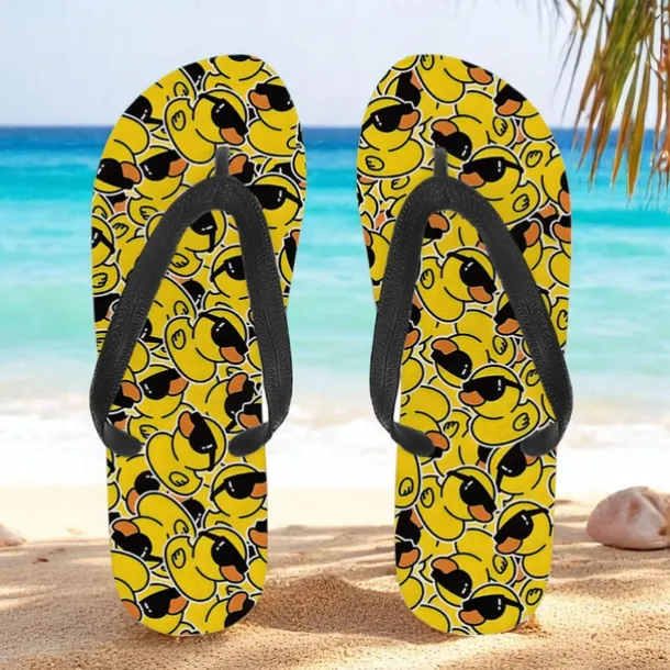Men's Duck Printed Flip Flops – Fun & Casual Style for Beach Walks, Outdoor Summer Parties & Poolside Lounging