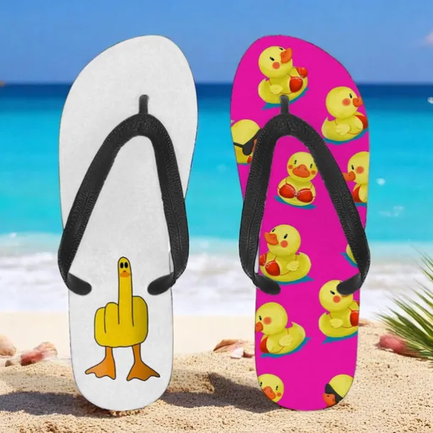 Men's Duck Printed Flip Flops – Fun & Casual Style for Beach Walks, Outdoor Summer Parties & Poolside Lounging