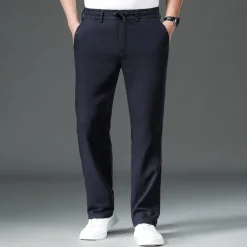 Men's Easy Care Cotton Linen Athletic Pants Active Pants Trousers Drawstring Elastic Drawstring Waist Solid Color Wearable Full Length Formal Wedding Outdoor Elegant Vacation Light Khaki Black Micro-e