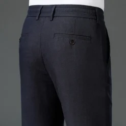 Men's Easy Care Cotton Linen Athletic Pants Active Pants Trousers Drawstring Elastic Drawstring Waist Solid Color Wearable Full Length Formal Wedding Outdoor Elegant Vacation Light Khaki Black Micro-e