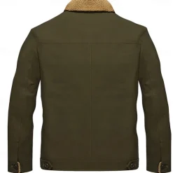 Men's Embroidered Fleece Jacket Cargo Jacket merican US Flag Print Turndown Collar Long Sleeve Military Tactical Jacket Vintage Thermal Warm Winter Outwear Multiple Pockets Button Front Cotton Coat