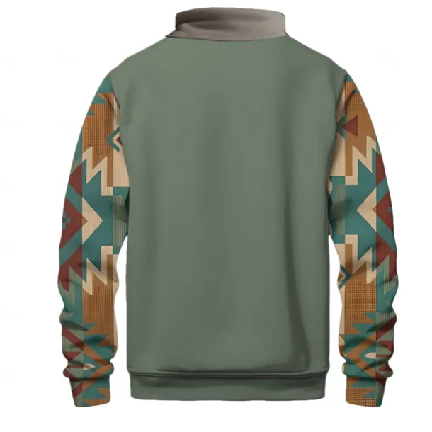 Men's Ethnic Sweatshirt Sweatshirt Sweatshirt Quarter Zip Daily Ethnic Holiday Print Holiday 1/4 Zip Winter Spring & Fall