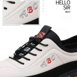 Men's Fashion Casual Sports Shoes – Brown and Black Lightweight Sneakers with Embroidered Design and Elastic Lace-Up Closure