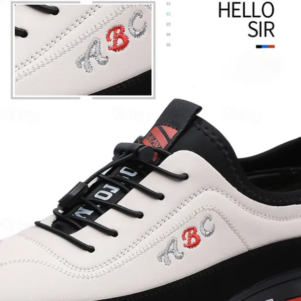 Men's Fashion Casual Sports Shoes – Brown and Black Lightweight Sneakers with Embroidered Design and Elastic Lace-Up Closure