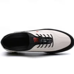 Men's Fashion Casual Sports Shoes – Brown and Black Lightweight Sneakers with Embroidered Design and Elastic Lace-Up Closure