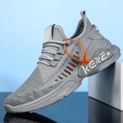 Men's Fashion Red Breathable Athletic Sneakers - Lightweight Mesh Running Shoes for Casual and Sports Activities