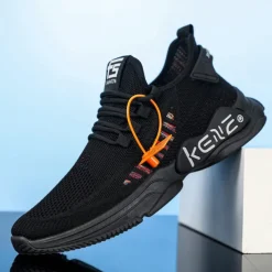 Men's Fashion Red Breathable Athletic Sneakers - Lightweight Mesh Running Shoes for Casual and Sports Activities