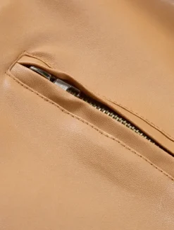 Men's Faux Leather Jacket Shirt Jacket Transition Jacket Biker Jacket Vacation Daily Windproof Warm Pocket Fall & Winter Plain Fashion Classic Stand Collar Regular Faux Leather Black Khaki Jacket