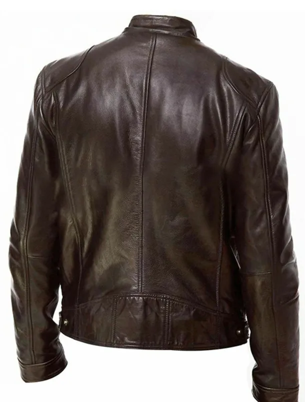 Men's Faux Leather Jacket Transition Jacket Street Windproof Pocket Spring & Fall Streetwear Stand Collar Regular Faux Leather Regular Fit Black Jacket