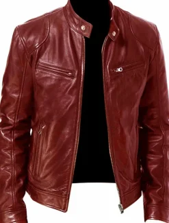 Men's Faux Leather Jacket Transition Jacket Biker Jacket Motorcycle Jacket Daily Thermal Warm Rain Waterproof Fall & Winter Solid Colored Stand Collar Regular Regular Fit Silver Black White Yellow