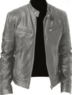 Men's Faux Leather Jacket Transition Jacket Biker Jacket Motorcycle Jacket Daily Thermal Warm Rain Waterproof Fall & Winter Solid Colored Stand Collar Regular Regular Fit Silver Black White Yellow