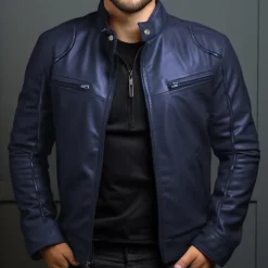 Men's Faux Leather Jacket Transition Jacket Biker Jacket Red Leather Jacket Vacation Daily Windproof Warm Pocket Fall & Winter Plain Fashion Classic Stand Collar Regular Faux Leather Black White Wine