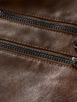 Men's Faux Leather Jacket Biker Jacket Red Leather Jacket Daily Vacation Windproof Warm Splice Fall & Winter Plain Fashion Classic Hooded Regular Faux Leather Black Wine Khaki Dark Gray Coffee Jacket